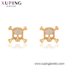 29760 xuping latest designs hot sale fashion skull shape gold diamond stud earring